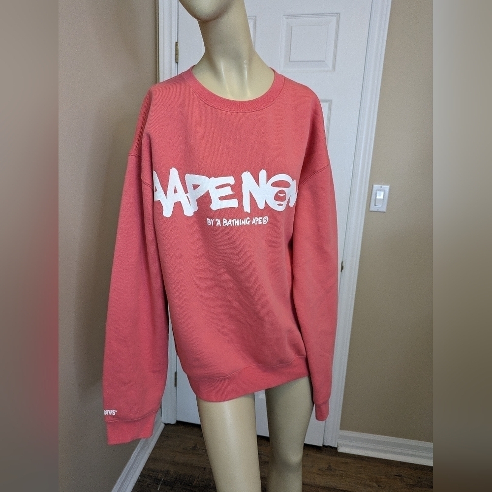 Aape By a Bathing Ape Crew Neck Sweater Fleece Women's XL Pink